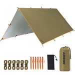 FREE SOLDIER & ADIKING Tarp Waterproof 3 x 3.2 m Tarp Ultralight Tent Tarpaulin UV Protection Camping Awning Tent Outdoor Large Tarp for Camping, Hiking, Outdoor Activities (Brown, Silver Coating)