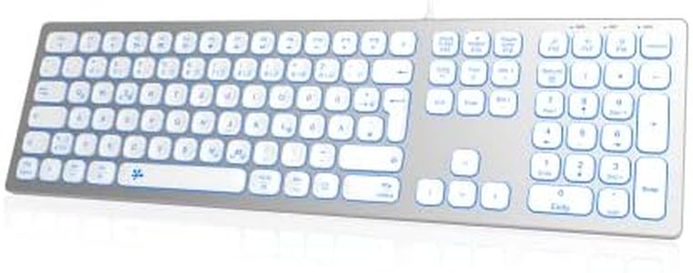 Wired USB Keyboard Slim - Aluminium Casing Numeric Keyboard RGB Keyboard with Backlight Compatible with iMac (2016 and 2017 iMac, iMac Pro and More) and PC (Silver White)