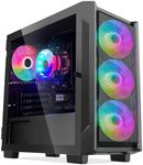 HOENGAGER Artist Gaming PC Desktop - AMD Ryzen 5 5600G 6-Core 3.9GHz, 16GB DDR4 3200MHz RAM, 1TB PCIE SSD, 11AC Wi-Fi, RGB Fans, Windows 11 Pro Desktop Computer- Black