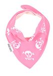 Baby Moo's 1 x AWARD WINNING Skull & Crossbones Baby & Toddler Dribble Bib [0-3 Years] | Alternative New Mum & Dad Goth Baby Gift | Boy or Girl UK (Pink x1)