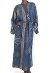 NOVICA Blue Women's Batik Long Robe
