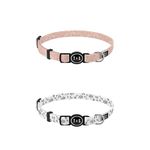 Tella & Stella-Cat Collar with Self-Opening Buckle for The Safety of Your Cat-Adjustable to 7" to 12" Long-Soft on Cat’s Fur-Black Chrome D-Ring for Medal.(Althea-Black Baccara)