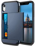 Coolden for iPhone XR Case Wallet Case Cover Armor Shockproof Case Heavy Duty Hard Back Soft Rubber Bumper Protective Case Phone Case Card Holder Slot Wallet Case Cover for iPhone XR 6.1 inch (Navy)