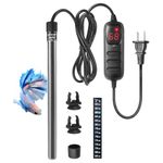 HITOP Mini Submersible Aquarium Heater - 25W 50W 100W 200W 300W Small Heater for Fish Tank 1-75 Gallon with LED Display (200W)