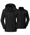 donhobo Womens 3 In 1 Jackets Fleece Ski Jacket Softshell Winter Waterproof Full Zip Windproof Coat Zip Pockets(Black,M)