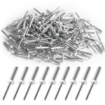 120 Pcs Aluminum Blind Rivets, Pop Blind Rivets with Large Flange, Aluminum Pop Rivets Assortment Kit, Rivets for Metal, Furniture, Car, Ships - 4.8mm x 20mm/Silver