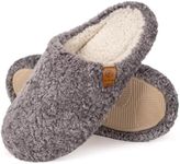 EverFoams Women's Mule Slippers Comfy Warm Shearling Lightweight Breathable Memory Foam Anti-Slip House Shoes Grey, 3-4UK