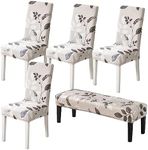 CRFATOP 4 Pieces Stretchy Dining Chair Seat Slipcovers wigh Bench Cover Printed Chair Seat Covers Bench Seat Cushion Covers Upholstered Kitchen Seat Slipcover for Dining Room,A19