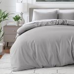 Bare Home Premium 1800 Ultra-Soft Duvet Cover Set - Double Size - Lightweight, Cooling - Bed Duvet Cover with 2 Pillowcases (Double, Light Grey)