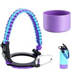 LX-SUNCX Paracord Handle for 2020 Hydro Flask 2.0 Wide Mouth Water Bottles(12oz-40oz),Durable & Secure Accessories Carrier,Plus a Protective Silicone Boot ((Purple Cyan)/Purple, 32oz-40oz)