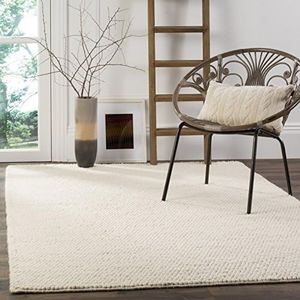 SAFAVIEH Natura Collection Area Rug - 9' x 12', Ivory, Handmade Wool, Ideal for High Traffic Areas in Living Room, Bedroom (NAT620A)