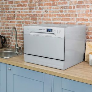 Russell Hobbs Compact Freestanding Dishwasher, 6 Place, Eco Mode, Silver
