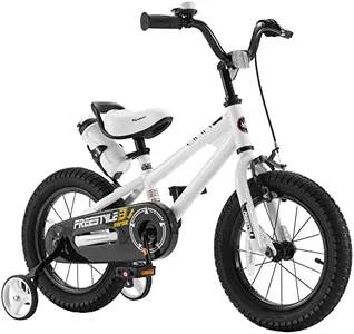 RoyalBaby Freestyle Kids Bike 14 Inch Childrens Bicycle with Training Wheels Toddlers Boys Girls Beginners Ages 3-5 Years, White