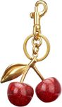 Craoopii Cherry Bag Charm, Cute Keychain with Metal Key Ring and Clip, Cherry Charm for Purse,Key,Car Remote,Bags Accessories for Women Girls, Medium, Resin, Metal, No Gemstone