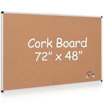 Board2by Extra Large Cork Bulletin Board 72" X 48", Foldable Notice Pin Board for Wall, Silver Aluminum Framed 6'x4' Corkboard, Wall Mounted Noticeboard with 36 Push Pins for School, Home & Office