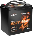 LiTime 51.2V(48V) 30Ah Lithium Golf Cart Battery GC2 Size with 80A Smart BMS, Bluetooth & Low-Temp Protection, Support up to 3kW Motor, Max 4.096kW Continuous Power Output, Perfect for Golf Carts