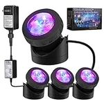 Pond Lights,Submersible Lamp [6.5Meters,Set of 4] IP68 Underwater Aquarium Spot Light 48-LED Multi-Color with Timer Setting Decoration Landscape Lamp for Swimming Pool Fish Tank Fountain Water