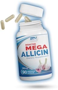 BuyNaturally Potent Allicin Odor Controlled Garlic Supplement by Mega Allicin|180,000mcg (180mg) Veggie Capsules with Immune Support, Gluten-Free (90 Count)