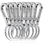 GEEHUA 8 PCS Heavy Duty Zinc Alloy Keyring, Metal Carabiner Clip Keychain Car Key Holder Stainless Keyring Quick Release Key Chain Clips Carabiner Keyring for Men Women