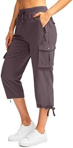 Soothfeel Women's Cargo Capris Pants with 6 Pockets Lightweight Quick Dry Travel Hiking Summer Pants for Women Casual (Dusty Purple, XXL)