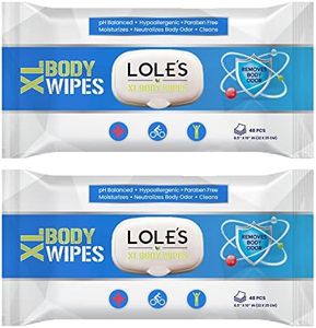 LOLE'S Body Wipes XL - Wet Wipes for Adults, Body Wipes for Adults No Shower, Adult Bed Bath Wipes, Incontinence Wipes Large & Fresh, Paraben Free, Ideal for Camping, Gym, Travel, Hospital (2pk x 48)