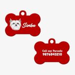 IndiHopShop Personalized Pet Id Tag | 30+ Breed Designs | Personalized Dog Name tag for Labrador, Golden Retriever, Beagle, Shihtzu, Indie and More | 3.5 * 1.5 in (Red, Lhasa Apso)