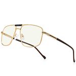 RB.Pilot Reading Glasses for Men Square Double Bridge Blue Light Blocking Computer Readers (gold, 1.50)