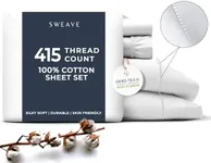 100% Organic Cotton Sheets Queen Size - Luxurious 415 Thread Count, Oeko-Tex Certified, Silky Soft Sateen Weave, Hemstitched Pillowcases, Fitted Sheet with Deep Pockets, Double-Elastic & Corner Straps