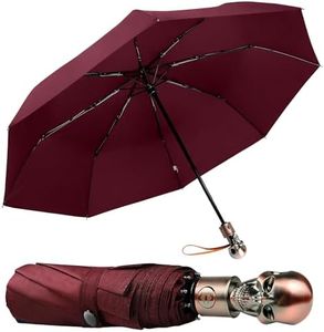 Lejorain Skull Umbrellas for Rain Windproof - Mens Womens Black Automatic Strong Compact Umbrella Heavy Duty