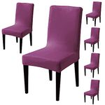 HOKIPO 200 GSM Premium Velvet Series Chair Covers Set of 6, Purple (AR-4735-PR*6)