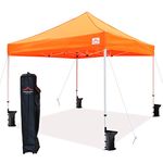 UNIQUECANOPY 10'x10' Pop Up Canopy Tent Commercial Instant Shelter, with Heavy Duty Roller Bag, 10x10 FT Orange