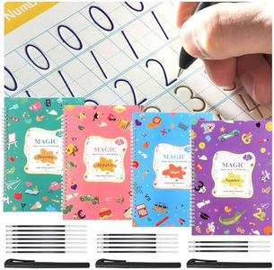 YAMMI Magic Practice Copybook, Handwriting Practice Workbook, Magic Writing Practice Copy books for Preschool Kids Age 3-8, ​Calligraphy 10.3in×7.3in (4 Books with Pens)