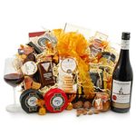 Wine & Cheese Feast Gift Hamper Basket - Award-Winning Wine & Cheeses with Chutney, Chocolates and More