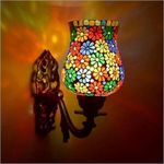 Tara Enterprises Designer Glass Mosaic Wall Lamp for Living & Home Decoration Indoor Outdoor/Metal and Glass Fitting (Multicolour, Bulb not Included) GEN-08-MULTI (08)