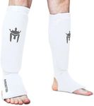 Meister MMA Elastic Cloth Shin & Instep Padded Guards (Pair) - White - Small/Medium