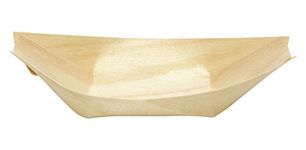 LOVMUTD Wooden Serving Dishes - Disposable Serveware for Food Display - Unique Wood Boat Shape Sushi Plate- Ideal for Restaurants and Caterers, Home Parties - Wood Bowls Takeout Tray(8 Inches,100 Pcs)