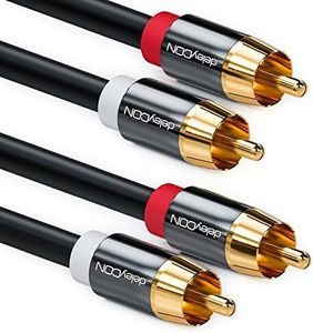 deleyCON 1m Cable RCA Audio Estéreo RCA Cinch 2x RCA Enchufe a 2x Enchufe RCA - Negro