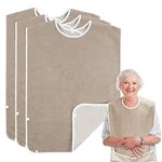 WenYa 3 Pack Adult Bibs for Women Men, Washable Elderly Bibs Clothing Protectors, Unisex Waterproof Feeding Bibs for Adult Elderly Disabled