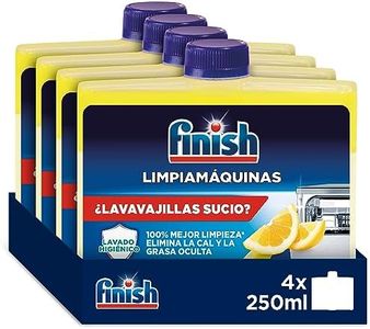 Finish Limpiamáquinas - Limpieza higiénica para el lavavajillas contra el mal olor, la cal y la grasa, líquido, aroma Limón, Pack de 4 unidades de 250ml