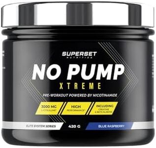 Superset Nutrition - No Pump Xtreme (420gr) - Pre-Workout en poudre - Booster puissant pré-entraînement, 3,3 g de Créatine, Bêta-alanine, L-citrulline, Caféine - Fatigue maîtrisée - Blue Raspberry