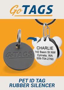 GoTags Pet ID Rubber Tag Silencer with Connector, Great for Dog and Cat Tags, Silences Annoying Tag Noise (1 Pack)