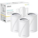 TP-Link Deco BE9300(3-pack) WiFi 7 BE9300Mbps Whole Home Mesh WiFi System, 2.5Gbps Ports, VPN Supported, Router & Extender Booster, AI-Driven Mesh, 6 GHz Band, Homeshield, Alexa & Google