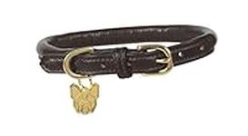 Shires Rolled Leather Dog Collar Medium Brown