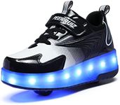 Yogeeft Roller Shoes with Wheel for Girls Boys - Kids LED Flashing Shoes Retractable Sneakers Rechargeable Roller Shoes for Beginners Party (Size 7 Big Kids Black)