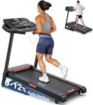 THERUN Home Treadmill with Incline 12% Auto Adjust, 3.0 HP Foldable Treadmill with LED Strip, Heart Rate Monitoring,16.5" Wider Running Belt