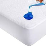 British Home Bedding - 100% Waterproof Anti Allergy Terry Towel Mattress Protector Cotton Fitted Sheet (Double)