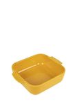 PEUGEOT - Square ceramic casserole dish - 21 cm (including handles) x 17.5 cm x 6 cm - capacity: 1.1 litre - 10 year guarantee - saffron yellow