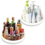 2 Pack Lazy Susan Turntable Organizer,10 Inches Non-Skid Rotating Spice Rack Spinning Organizer for Kitchen,Fridge,Cabinet,Bathroom,Vanity Display Stand