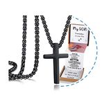 THEMEROL Unique Cross Necklace Gifts with Pull Out Gift Box for Son/Grandson/Dad/Love on Graduation/Father's Day/Birthday-Black/Silver(Various Sizes), 18, Stainless Steel, No Gemstone