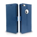 Pikkme Flip Case Leather Finish | Inside TPU with Card Pockets | Wallet Stand and Shock Proof | Magnetic Closing | Complete Protection Flip Cover for iPhone 5 / 5s / se (Blue)